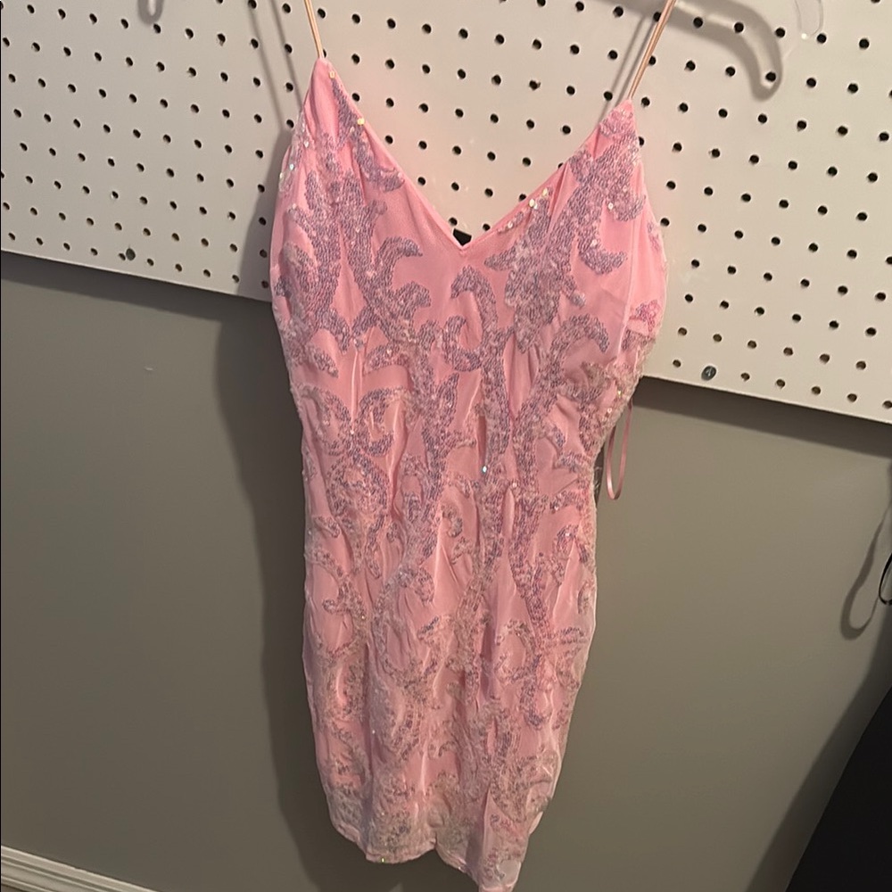Pink Sequin Embellished Dress